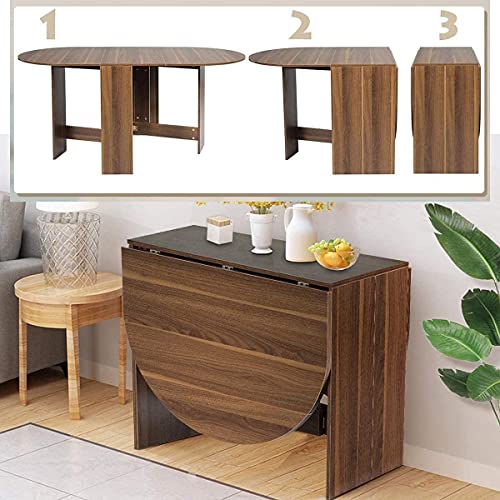 RELAX4LIFE Klapptisch Esstisch, Küchentisch Klappbar, Esszimmertisch 60 kg belastbar, Faltbarer Konsolentisch aus Holz, Kaffeetisch für 6 Personnen, Beistelltisch für Esszimmer & Küche & Büro, braun