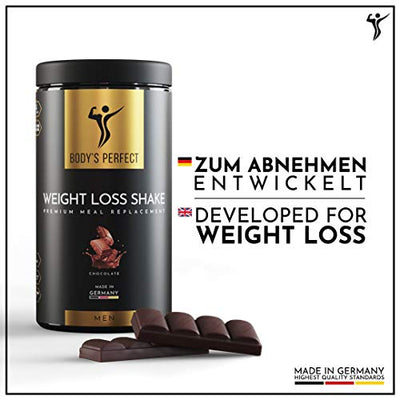 BODY'S PERFECT® Weight Loss Shake für Männer, Diät Shake zur Gewichtskontrolle mit hochwertigem Protein, Mahlzeitersatz mit allen wichtigen Vitaminen und Mineralstoffen, 500g (Schokolade)