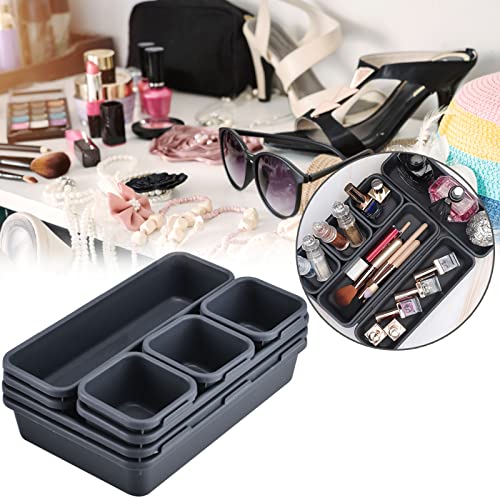 16 Stücke Drawer Organiser System Drawer Organiser Drawer Insert Storage Box Büro & HomeAufbewahrungsbox, Schubladen Organizer Ordnungssystem, Waschbare Aufbewahrungsbox (Dunkelgrau)