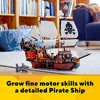 LEGO 31109 Creator 3-in-1 Piratenschiff, Taverne oder Totenkopfinsel Spielzeug Set, Piratentaverne, Pirateninsel