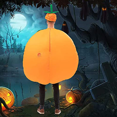 BETTWITEH Halloween Kürbis Kostüme für Erwachsene Aufblasbare Kürbis Kostüm Blow Up Kürbis Anzug Lustige Kürbis Gesicht Jumpsuit Fancy Kleid für Halloween Party Weihnachtsmaske