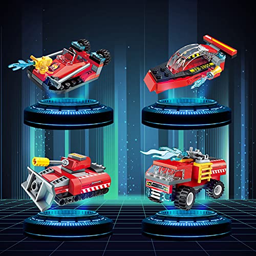 QLT City Fire Truck Building Kit für Kinder von 6–12 Jahren, kompatibel mit Lego City Fire Truck 8-in-1-Baustein, Fire Helicopter Toys Building Sets.(313 PCS)