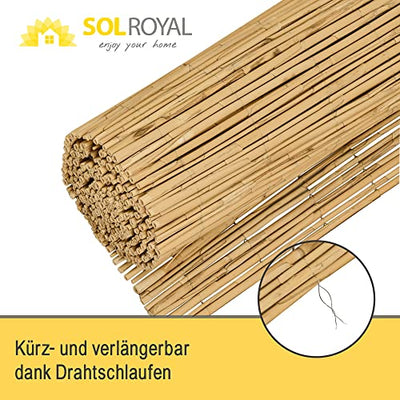 Sol Royal Schilf Sichtschutz Zaun 90x600 cm SolVision S36 - langlebiger & witterungsbeständiger 100% Schilfrohr Sicht Schutz Indoor & Outdoor für Balkon, Terrasse, Garten - Windschutz & Sonnenschutz