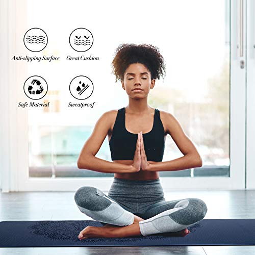 TOPLUS Pilatesmatte Gymnastikmatte,Yogamatte rutschfest aus TPE,Übungsmatte Sportmatte für Yoga,Pilates, Fitness-Hellblau