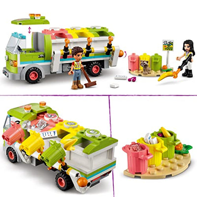 LEGO 41712 Friends Recycling-Auto, Spielzeug-Müllwagen mit Emma und River Mini-Puppen, Lernspielzeug für Kinder ab 6 Jahren