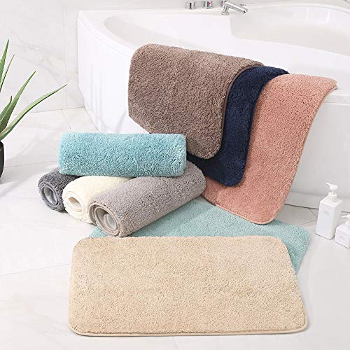 Lee My rutschfest-Badvorleger Badematte Maschinenwaschbar Anti-Rutsch Badteppich Weich Wasserabsorbierende Badematten Flauschige Mikrofaser Badezimmerteppich,Braun,39"x59"