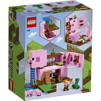 LEGO 21170 Minecraft Das Schweinehaus Bauset mit Figuren: Alex, Creeper und 2 Schweinefiguren, Tier-Spielzeug, Konstruktionsspielzeug, Geschenkidee für Jungen und Mädchen ab 8 Jahren