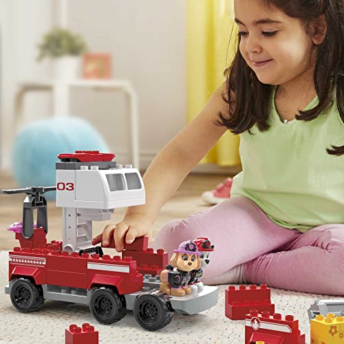 MEGA HHN05 - MEGA Bloks Bauset PAW Patrol Marshalls ultimatives Feuerwehrauto mit Marshall- und Skye-Figuren sowie 33 großen Bausteinen und Teilen, Spielzeug-Geschenkset für Kinder ab 3 Jahren