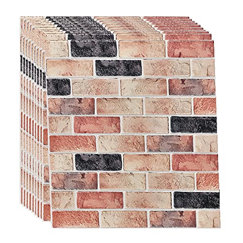 3D Ziegel Tapete Steinoptik Selbstklebend Wandpaneele Ziegeltapete Schaumstoff Wasserfest Wandaufkleber Wandverkleidung für Badezimmer Küchen Wohnzimmer 70 x 77 cm(Color:A,Size:60PCS)