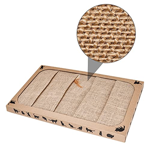 Pieviev Kratzbrett für Katzen (44.5x25.9x3.5cm) Sisal Scratching Pad Katzenspielzeug mit Katzenminze (1 Stück)