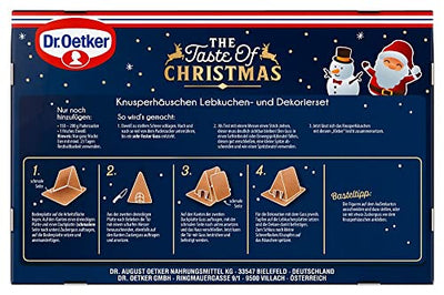 Dr. Oetker Knusper-Häuschen, Lebkuchenhaus und Dekorierset zum Basteln und Verzieren für die Weihnachtszeit - 403 g