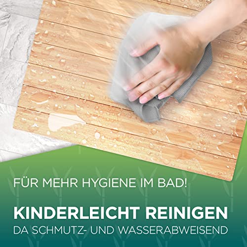 Green'n'Modern Badematte aus Bambus rutschfest 80 x 50 | Bambusmatte Badteppich Badezimmer | Holz Duschvorleger hygienisch | Holzteppich Fußbodenauflage | Bambusteppich als Badmatte | WC-Matte