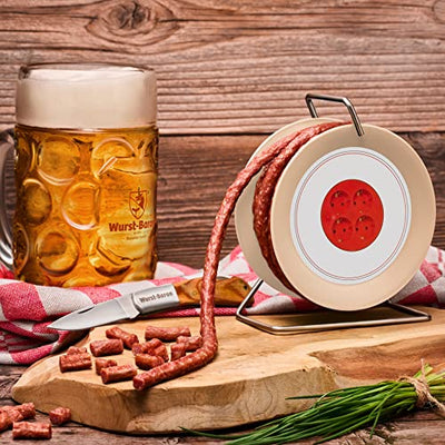 WURSTBARON® Wurst Kabeltrommel, 3,5m Wurst nach Krakauer Art, hochwertige Qualität und rauchiges Aroma, lustiges Geschenk für sie und ihn, 240 g