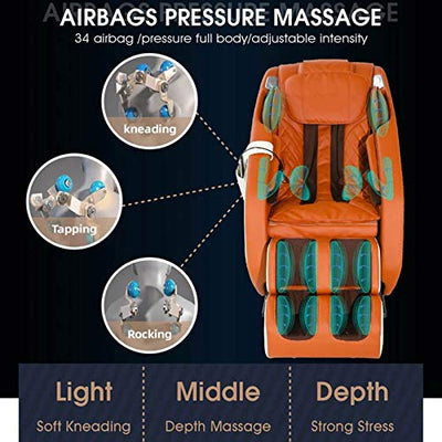 Lzour Massagestühle Ganzkörper- und Lehnsessel, Null-Gravity-Massagestuhl, Airbags Shiatsu-Massage-Stuhl-Liegestühler mit Heiz- und Fußwalze,Schwarz