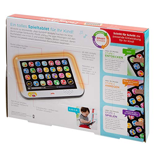 Fisher-Price CDG57 - Lernspaßtablet, mit Geräuschen, Musik und Lichtern, 3 Entwicklungsstufen, Babyspielzeug ab 12 Monaten