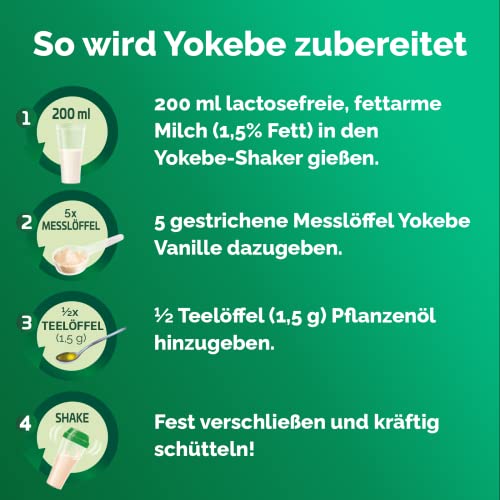 Yokebe Vanille Starterpaket inklusive Shaker - Die Aktivkost - Diätshake zur Gewichtsabnahme - glutenfrei, laktosefrei und vegetarisch - Diät-Drink mit Proteinen (500 g = 12 Portionen)