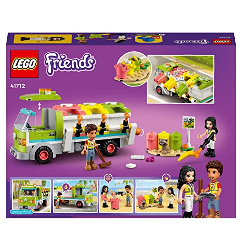 LEGO 41712 Friends Recycling-Auto, Spielzeug-Müllwagen mit Emma und River Mini-Puppen, Lernspielzeug für Kinder ab 6 Jahren