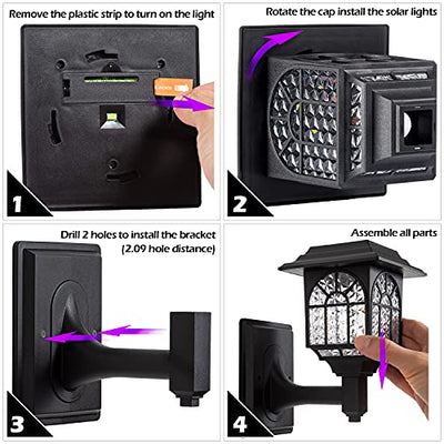 LeiDrail Solar Wandleuchte Aussen, Wasserdicht Solarlampen für Außen Garten Deko Solarleuchte Led Beleuchtung für Zaun Wand Garage Balkon Hinterhof Treppe, Warmweiß 2 Stück