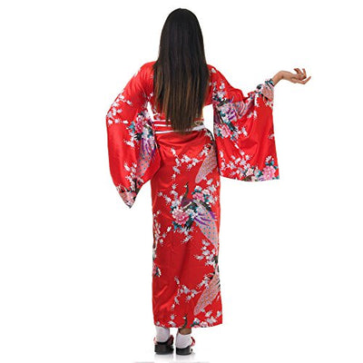 PRINCESS OF ASIA Traditioneller japanischer Geisha Yukata Kimono und Damen Samurai Kriegerin Kostüm aus Satin S M 36 38 40 42