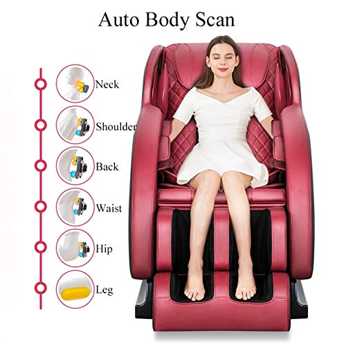 Lzour SL-Track-Massagestuhl, 4D-Ganzkörper-Zero-Gravity-Shiatsu-Recliner-Massagestühle mit Raumkapselauto-Erkennung 12 Massagemodi-Walze,Braun