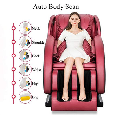 Lzour SL-Track-Massagestuhl, 4D-Ganzkörper-Zero-Gravity-Shiatsu-Recliner-Massagestühle mit Raumkapselauto-Erkennung 12 Massagemodi-Walze,Braun