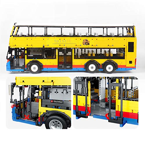 PEXL Technik Bus Ferngesteuert, Technik RC Doppeldecker-Bus Modell mit Fernbedienung und Motoren, 4255 Teile Technik Bus Bauset Kompatibel mit Lego Technic