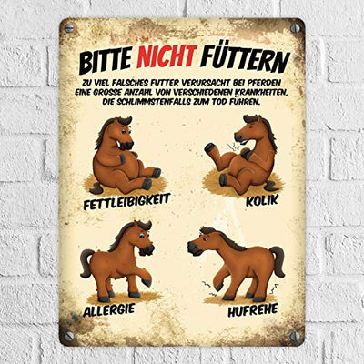 trendaffe - Metallschild mit Pferde Motiv und Spruch: Bitte Nicht füttern