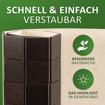 Rutschfeste Badematte aus Bambus von DE-COmmerce I Fussmatte Badteppich Bambusmatte Duschmatte Badezimmermatte Bamboo Badematte mit Anti-rutsch Rückseite I Badvorleger KARO Ebony 50 x 50 cm