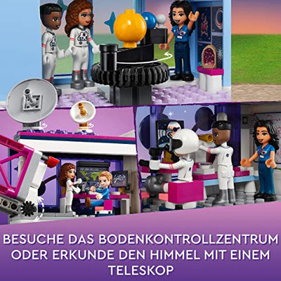 LEGO 41713 Friends Olivias Raumfahrt Akademie Weltraum-Spielzeug mit Raumschiff Space Shuttle und Astronauten-Figuren, Lernspielzeug, Geschenk zu Weihnachten