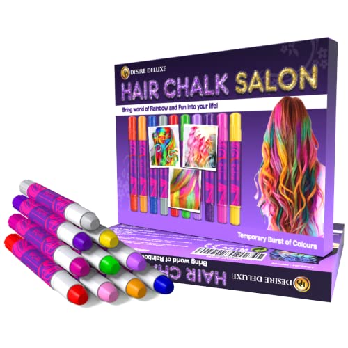 Desire Deluxe Hair Chalk Geschenke für mädchen, Haarkreide zum Haare Färben Spielzeug für Weihnachten, 10 auswaschbare Haarfärbe-Stifte, für Fasching, für Kinder im Alter von 3 4 5 6 7 8 9 11 Jahren