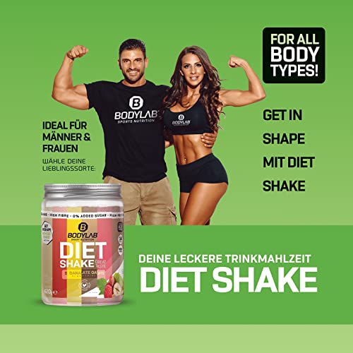 Bodylab24 Diet Shake Hazelnut Oats Flavouring 420g, Diät-Shake zum einfachen Abnehmen, Mahlzeitersatz mit wertvollen Ballaststoffen und Eiweiß, nur 250 kcal pro Portion