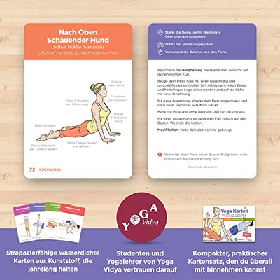 WorkoutLabs Plastik-Yoga-Karten mit Sanskrit-Sprache zum visuellen Lernen, zum Sequenzieren von Unterricht, zum Üben mit Haltungen, Atemübungen und Meditation (komplettes Spiel) (Deutsch)