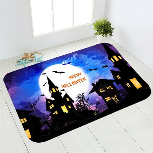 Yaclonq Halloween Fußmatte Welcome Mat Halloween Kürbisse Dekorative Fußmatte, saisonale Herbst Halloween Party Niedrige Profil-Bodenmatte Schalter Matte für Innen Außen 60 cm (B) x 40 cm (L) Größe 5