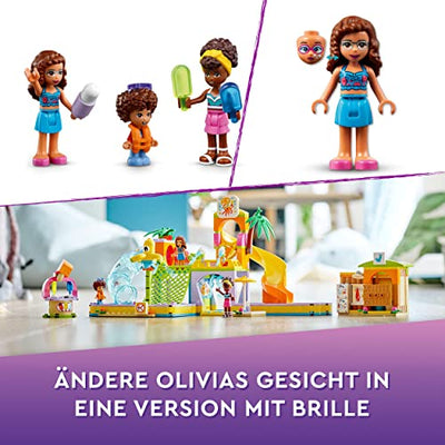 LEGO 41720 Friends Wasserparkerlebnis Spielset, Heartlake City Schwimmbad mit Mini-Puppen u. a. Olivia, Kinderspielzeug ab 6 Jahren