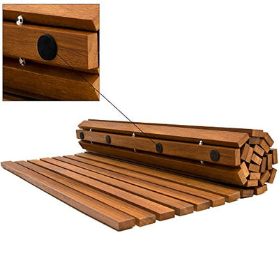 Deuba 2X Badvorleger Badematte Badvorleger Holz 80 x 50 cm FSC®-zertifiziertes Akazienholz Rutschhemmende Gummistopper