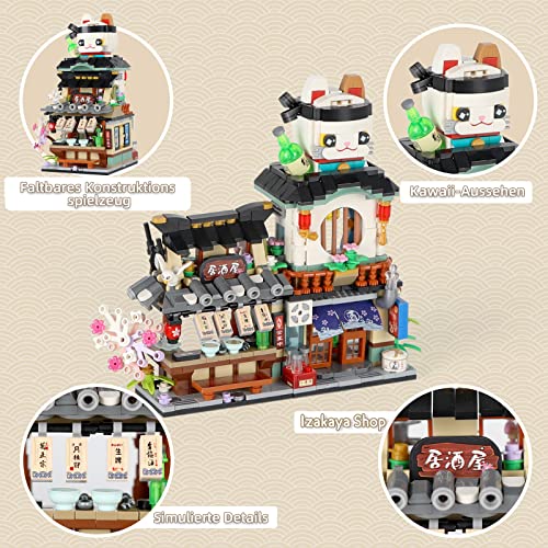 QLT Japanisch Straßenansicht Izakaya Shop Mini Bausteine, MOC Creative STEM Japanisch Toys Friends mädchen Model Set, 789 PCS Klemmbausteine Haus Toy Gift (Nicht kompatibel mit Lego Bausteine)