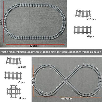 Bausteine Schienen Set, City Schienen, Toy Railway Rails for Train, kompatibel mit dem Marktführer (City Schienen 33Stück)