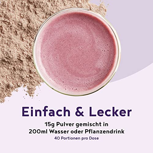 Vegan Protein - BLAUBEERE - Pflanzliches Proteinpulver aus Reis, Lupinen, Erbsen, Chia-Samen, Leinsamen, Amaranth, Sonnenblumen- und Kürbiskernen - 600 Gramm Pulver