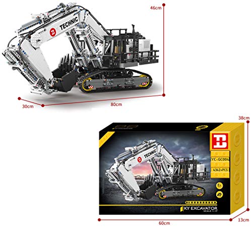 Foxcm Technik Bagger Liebherr R 9150 Modell, 4342 Teile Ferngesteuert Bagger Bausteine Raupenbagger Modellbausatz Kompatibel mit Lego Technik