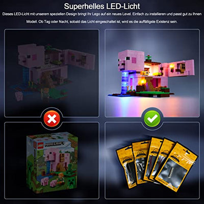 Led Licht Set für Lego 21170 Minecraft Das Schweinehaus Bauset (Nur DIY-Beleuchtungsset, kein Lego, BrickBling Dekorations Beleuchtungs Set für Minecraft Lego Kreatives Spielzeuglicht