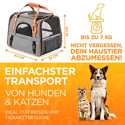 Tierhood ® - Faltbare Tragetasche für Hund & Katze bis 7 kg [Luxusdesign] - inkl. Tragegurt - Hundetragetasche - Katzentragetasche - Haustiertragetasche -Transporttasche - Katzentasche - Hundebox