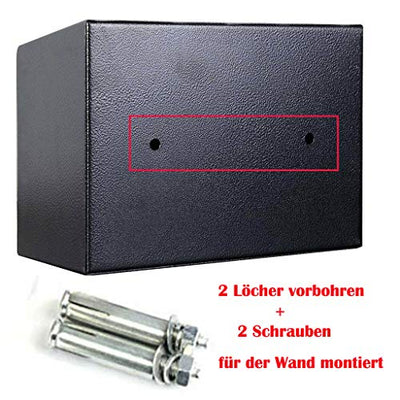 Klein Elektronik Safe Tresor mit zahlenschloss und 2 Notschlüssel Wasserdichte Sicherheitsbox Wandtresor Schwarz 23 x 17 x 17 cm