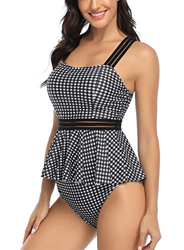 Misolin Damen Tankini 2 Stück Bademode Push Up mit hoher Taille