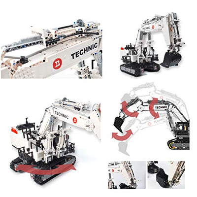 Oeasy Technik Bagger Ferngesteuert, 4342 Klemmbausteine Doppelte Fernbedienung Technic Raupenbagger mit 8 Motoren Bausteine Bauset Kompatibel mit Lego Technic