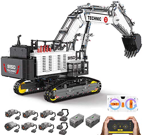 Foxcm Technik Bagger Liebherr R 9150 Modell, 4342 Teile Ferngesteuert Bagger Bausteine Raupenbagger Modellbausatz Kompatibel mit Lego Technik