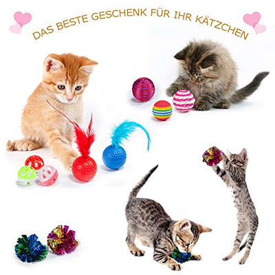 AILUKI 31 Stück Katzenspielzeug Set mit Katzentunnel Jingle Bell Katzen Spielzeug Variety Pack für Kitty