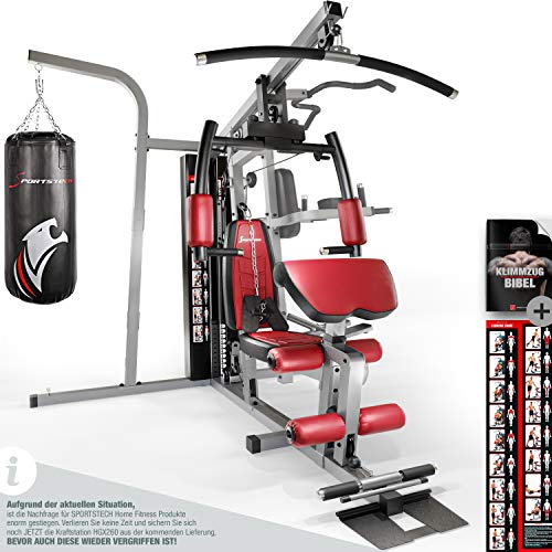 Sportstech Premium 50in1 Kraftstation für EIN Allround Training | Multifunktions-Heimtrainer mit Stepper & LAT-Zugturm | HGX Fitness-Station aus Eva Material | Robust für Zuhause (HGX260 Modell2021)