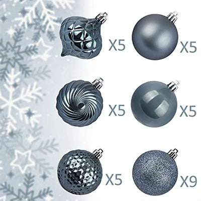 weihnachtskugeln Dusty blau 34 Stück 6CM Ornamente für Weihnachtsbaum Christbaumkugeln Weihnachtsdekoration Kugeln