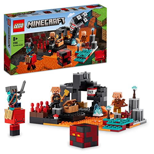 LEGO 21185 Minecraft Die Netherbastion Action-Spielzeug mit Figuren, inkl. Piglin, Set für Jungen und Mädchen ab 8 Jahre