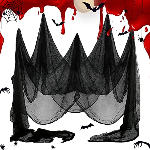 Wzone Halloween Gruselige Schwarz Tuch 215 x 500 cm (84 x 197 in), Schwarz Cover Gaze für Gothic Dekoration, Super Große Gruselige Tuch für Halloween Haunted Hause Party Cover Decorations